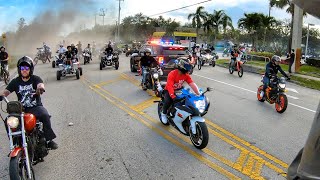 GAS STATION RUSHED BY COPS DIRT BIKES GET STUCK [upl. by Intruoc450]