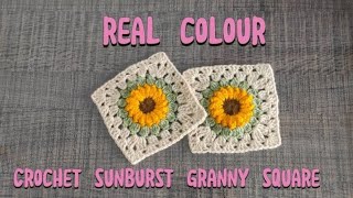 Crochet sunburst granny square in real colours   crochetsavvy [upl. by Imuy]