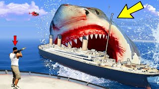 LARGEST Megalodon Attack AND Destroys LOS SANTOS In GTA 5  Biggest Megalodon [upl. by Nywnorb]