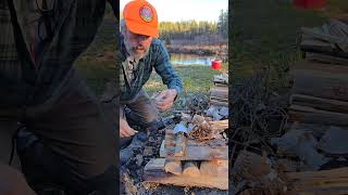 When flint and steel goes rightyoutubeshorts bushcraft campfire [upl. by Callie]