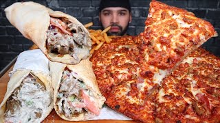 ASMR MEATSA PIZZA JUMBO DONAIRS AND FRIES MUKBANG [upl. by Irina]