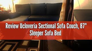 Review Ucloveria Sectional Sofa Couch 87quot Sleeper Sofa Bed with Reversible Storage Chaise Pull Out [upl. by Sualocin]