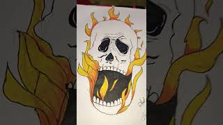 Burning skull 💀 tattoo drawing Art by wolf spark art viral shorts [upl. by Ramin275]