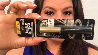 LOREAL LINEUR INTENSE BRUSH TIP LIQUID EYELINER REVIEW TUTORIAL [upl. by Johnny971]