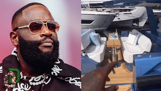 Rick Ross Stops By The Fort Lauderdale International Boat Show To Look At Yachts [upl. by Naivad419]