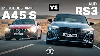 2022 Audi RS3 Sportback vs MercedesAMG A45 S  PistonHeads [upl. by Dray791]