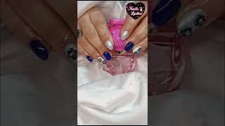 Nuevo esmaltadosemipermanente con flor de piedritas 💅suscribete nails [upl. by Pazice]