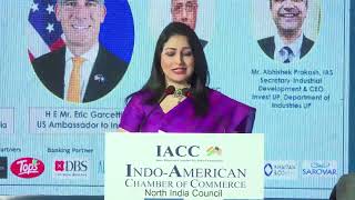 Emcee Isha Bhalla Hosting for IACC Conference Presence Chief Guests HE Eric Garcetti US Ambassador [upl. by Hamitaf]