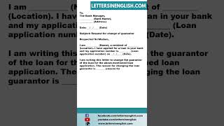 Guarantor Change Request Letter  Letter to Bank for Change of Guarantor [upl. by Rekyr]