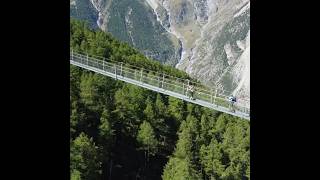 The longest suspension bridge in Alps drone alps switzerland [upl. by Sully]