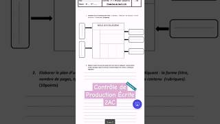 Contrôle de Production Écrite 2AC Semestre 1 français collège 2ac shorts [upl. by Aihtniroc]