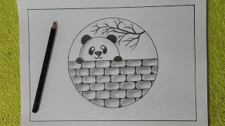 Pencil drawing  Circle drawing  panda drawing step by step [upl. by Thorny]