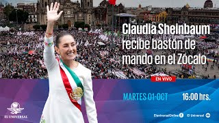 Claudia Sheinbaum recibe bastón de mando en el Zócalo  EN VIVO [upl. by Kcirdes]