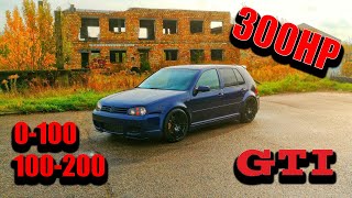 Golf 4 GTI 18T 300HP acceleration 0100 amp 100200 [upl. by Nebeur860]