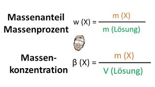 Massenanteil  Massenprozent  Massenkonzentration  Berechnen  Chemie Endlich Verstehen [upl. by Ahtanoj737]