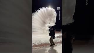 Boiling Water Freezes MidAir in 17°F 🥶 [upl. by Marquis]