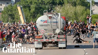 Truck drives into protesters on Minneapolis highway [upl. by Aya175]