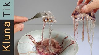 Eating RAW Jellyfish  Slimy Chewy Squishy Living Mukbang video  ASMR eating sounds No talk [upl. by Neom472]