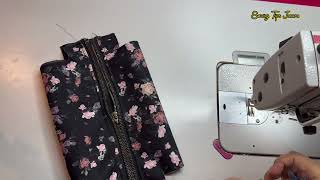 How To Make a Simple Zipper cosmetic I Beginner Sewing Tutorial cosmetic bag  SewingTipsJanara [upl. by Irrabaj594]