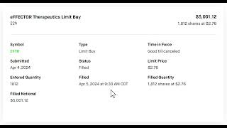 eFFECTOR Therapeutics stock purchase on April 5 2024 [upl. by Moria]