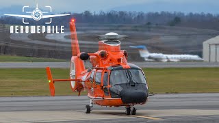 US Coast Guard MH65D Dolphin Startup and Takeoff 17Dec20 [upl. by Avie]