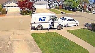 Video shows Bay Area USPS driver crashing into parked car then driving off [upl. by Corabella602]