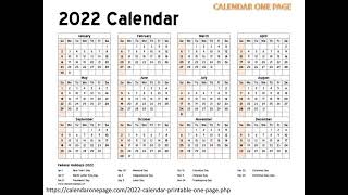 Printable Calendar 2022 One Page [upl. by Petras]