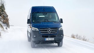 New Mercedes Sprinter 4x4 2025  Test driving in snow [upl. by Nellad533]