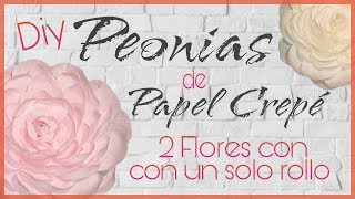 DIY  Peonias de Papel Crepé  2 Flores con un solo rollo 🌺 [upl. by Aittam]