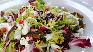 Frisee and Radicchio Salad with Pomegranate Seeds Chevre and Sherry Vinaigrette [upl. by Redford]