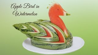 HOW TO MAKE a BIRD CARVED IN WATERMELON  Fruit amp Vegetable Carving [upl. by Ahsinert]