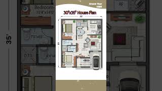 30× 35 House Plan 2BHK 30 by 35 Home Plan 3035 House Design with Car Parking indianstyle [upl. by Adnalahs888]