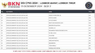 LIVE SCORE SKB CPNS 2024 UPT BKN MATARAM 15122024 SESI 3 [upl. by Matthiew]