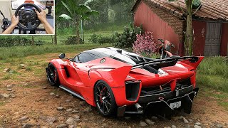 Ferrari FXX K Evo  Forza Horizon 5  Steering Wheel Gameplay [upl. by Leavelle]