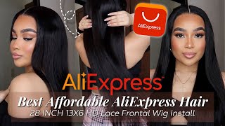 BEST AFFORDABLE ALIEXPRESS HAIR  STRAIGHT 28 INCH 13X6 HD LACE FRONTAL WIG INSTALL FT CYNOSURE HAIR [upl. by Llevra]