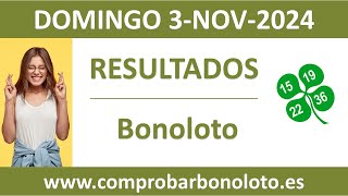 Resultado del sorteo Bonoloto del domingo 3 de noviembre de 2024 [upl. by Oruasi]