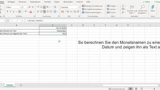 Microsoft Excel Monat aus Datum extrahieren und als Text ausgeben [upl. by Radie]