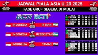 SEGERA DI MULAI PIALA ASIA U20 JADWAL TIMNAS INDONESIA FASE GRUF [upl. by Kenward322]