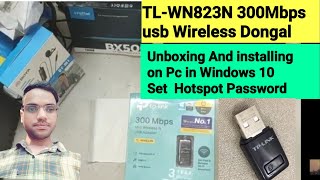 TP Link WN823N Mini Usb wireless Adapter Set HotSpot Password installing in Pc Windows10 Hindi [upl. by Bergmann]