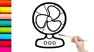 HOW TO DRAW TABLE FAN WITH COLOURS ✅✅ DRAWING AND COLORING FOR KIDS 🙋🙋 FAN DRAW FOR KIDS [upl. by Sucam]