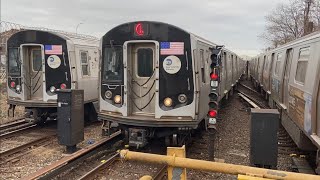 BMT Canarsie Line L Trains with Yard Move Action  East 105th Street R143 R160A1 [upl. by Courtenay]