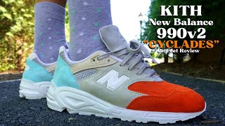 KITH x New Balance 990v2 quotCycladesquot M990KC2 Review w Lace Swaps amp Accessories [upl. by Daph]