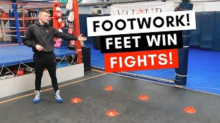 FOOTWORK DRILLS 👣 Footwork training for boxing kickboxing mma combat sports 🥊 🦅 [upl. by Bandur]