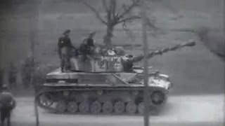 German 11th Panzer Division Drives in to Surrender at End of WW2 [upl. by Ellekram]