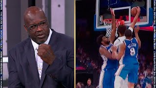 Inside the NBA reacts to Cam Johnsons Poster Dunk on Joel Embiid [upl. by Zara]