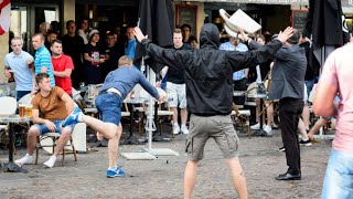 England And Wales Fans Unite Against Russian Hooligans In Lille [upl. by Brasca]