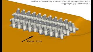 Sediment scouring modeling around coastal protection [upl. by Walworth649]