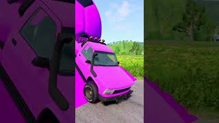 Double Flatbed Trailer Truck vs Speed bumps  Train vs Cars  Tractor vs Train  BeamNG Drive 001 [upl. by Laoj]