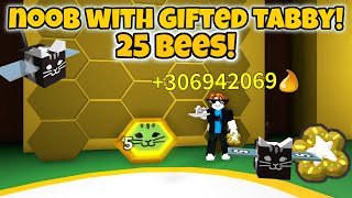 Noob With Gifted Tabby Bee Gets 25 Bees in 1 Hour Bee Swarm Simulator [upl. by Bradwell]