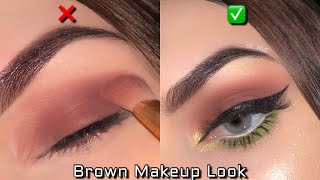 Soft Brown Eye Makeup Tutorial for small  Hoodes Eyes to Bigger 😍 [upl. by Huxley862]